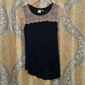 Anthropologie E by Eloise Navy Blouse, Medium